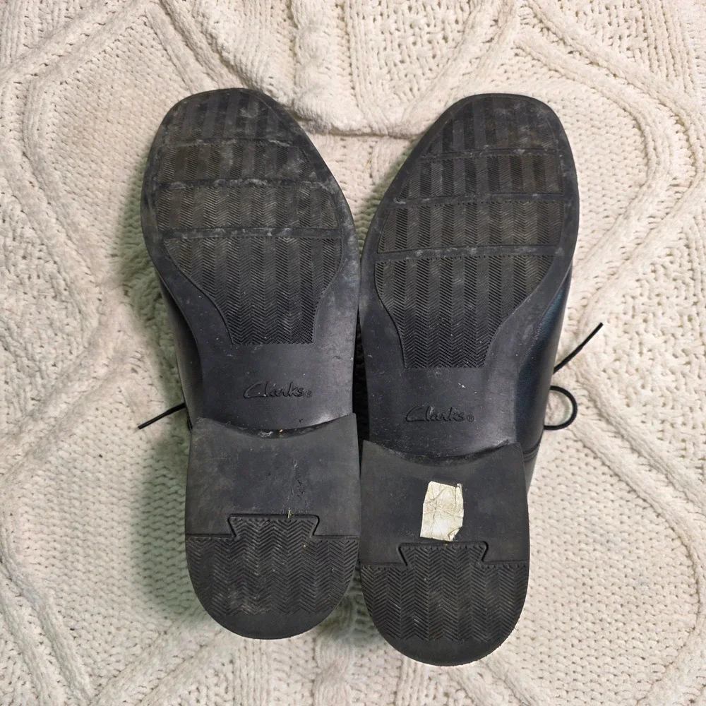 Clarks Tilden Cap Oxford Black Leather Dress Shoes Mens 11.5 M‎ Excellent
